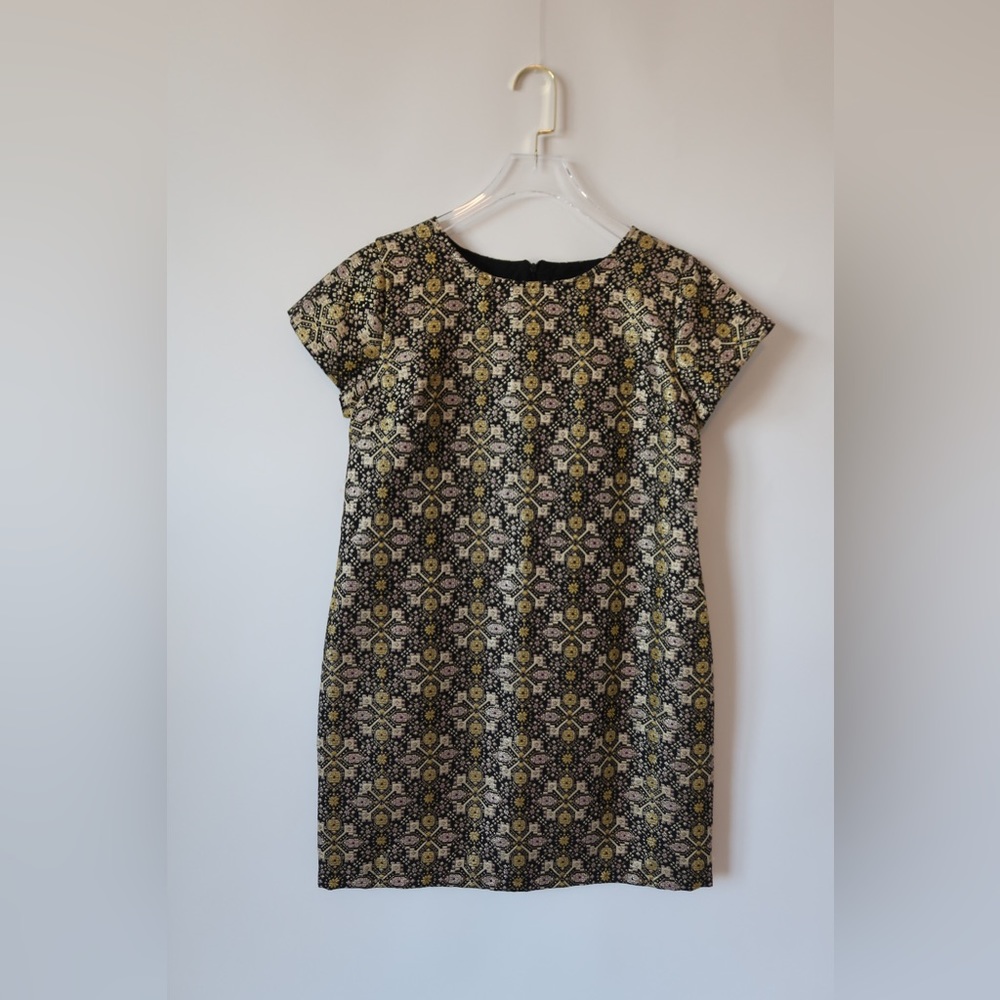 Baroque Xhiliration Mini Dress. Medium. Gold, Black and Pink stitching.